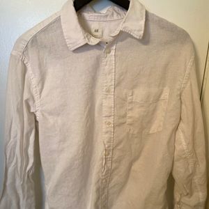 White linen button down shirt medium